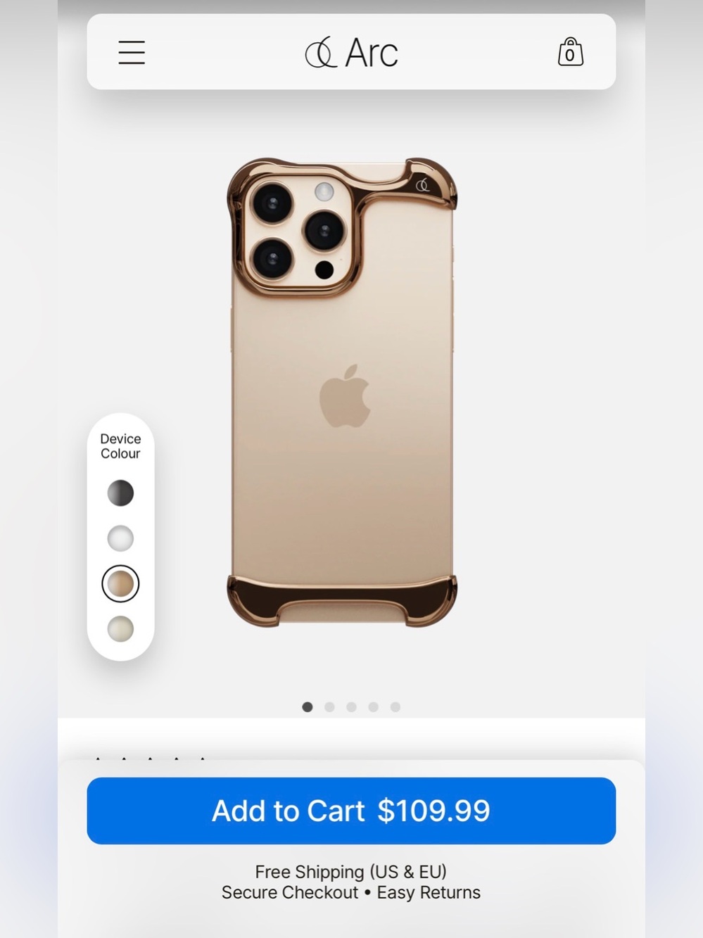 Arc iPhone 16 pro rose gold case NWT